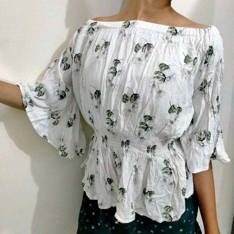 White Cotton Floral Top