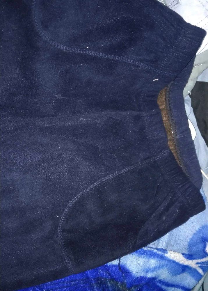 Navy Blue Velvet Leggings