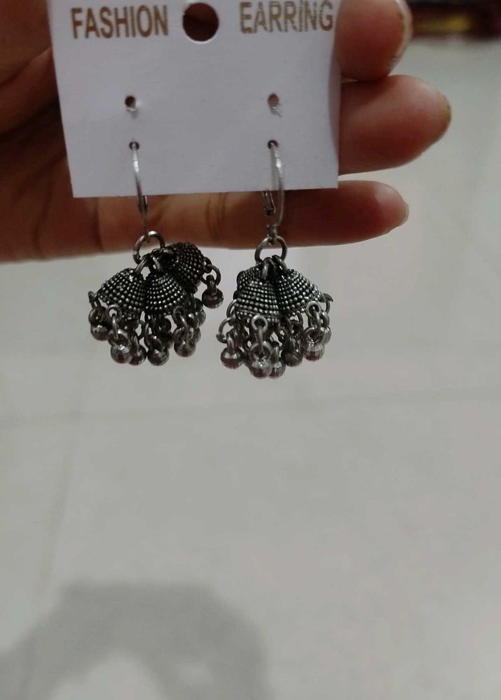 &#34;Introducing my 5 adorable oxidized Jhumkas