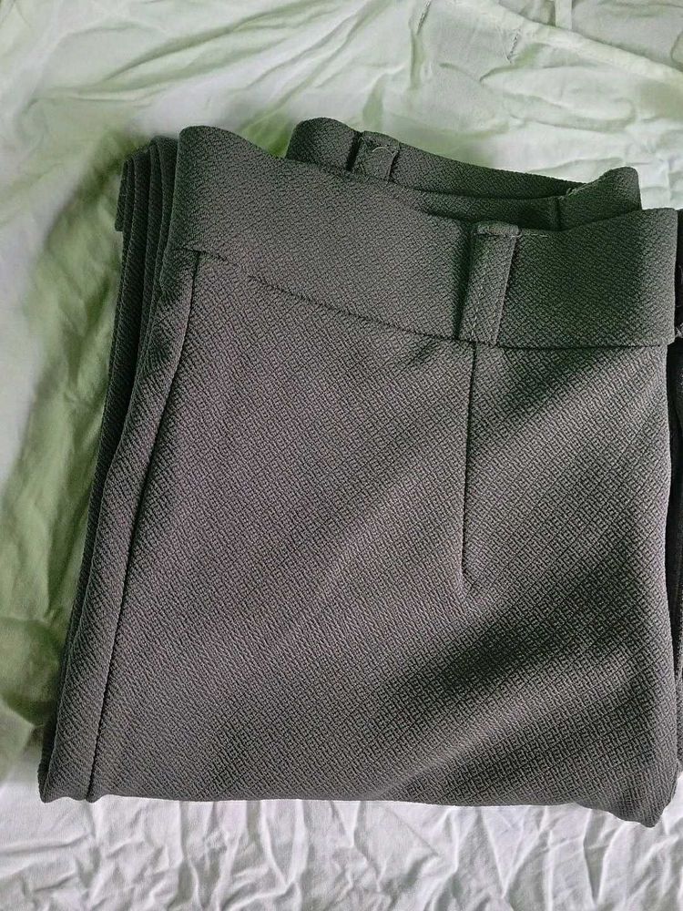 Grey Textured Dress Pants