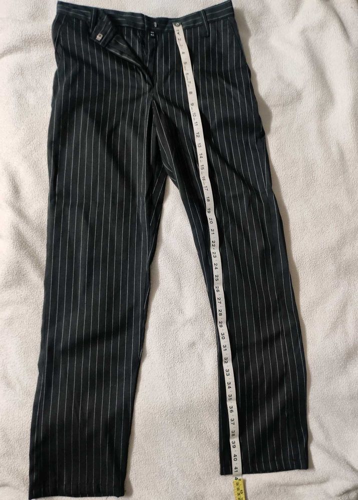 32" Waist Black Striped Pants