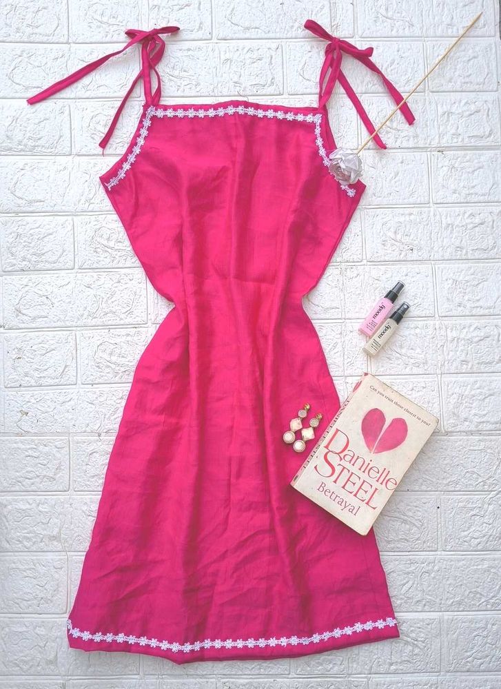 Rose Pink Strapped Kurti 🌸