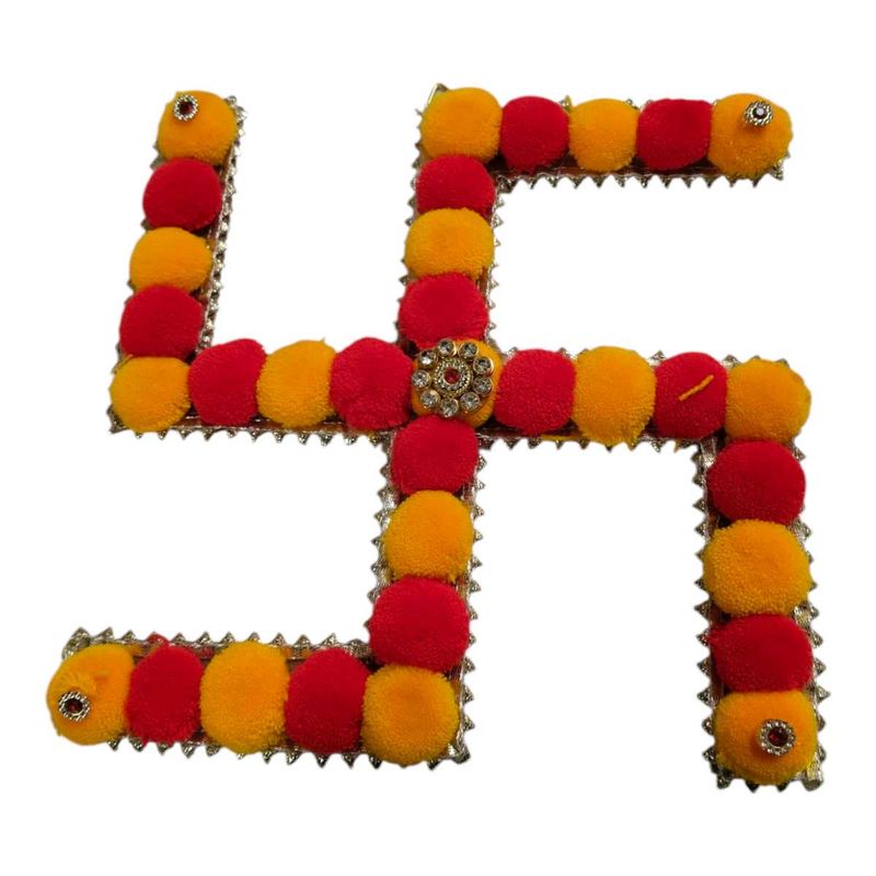Swastik Rangoli Mat, Red and Yellow Colour, for Ho