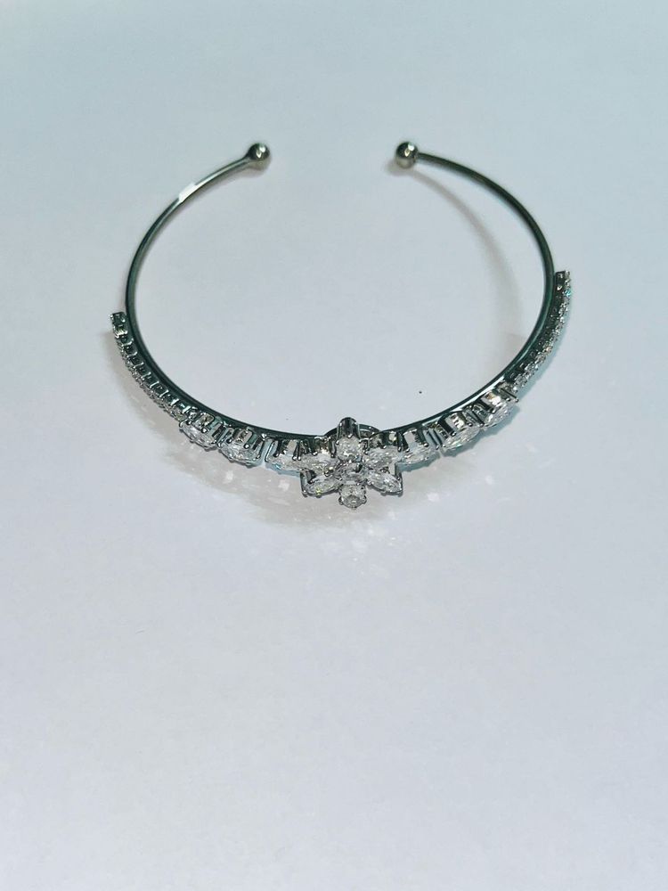 Silver Cuff Bracelet with Gemstones