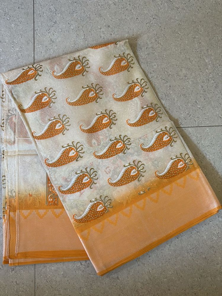 Pure Cotton Printed Sari | No Blouse Piece