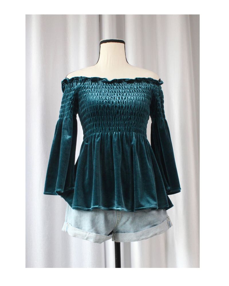 🍒SALE🍒Korean Off Shoulder Velvet Top