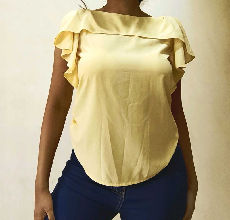 Yellow Ruffle Sleeve Top