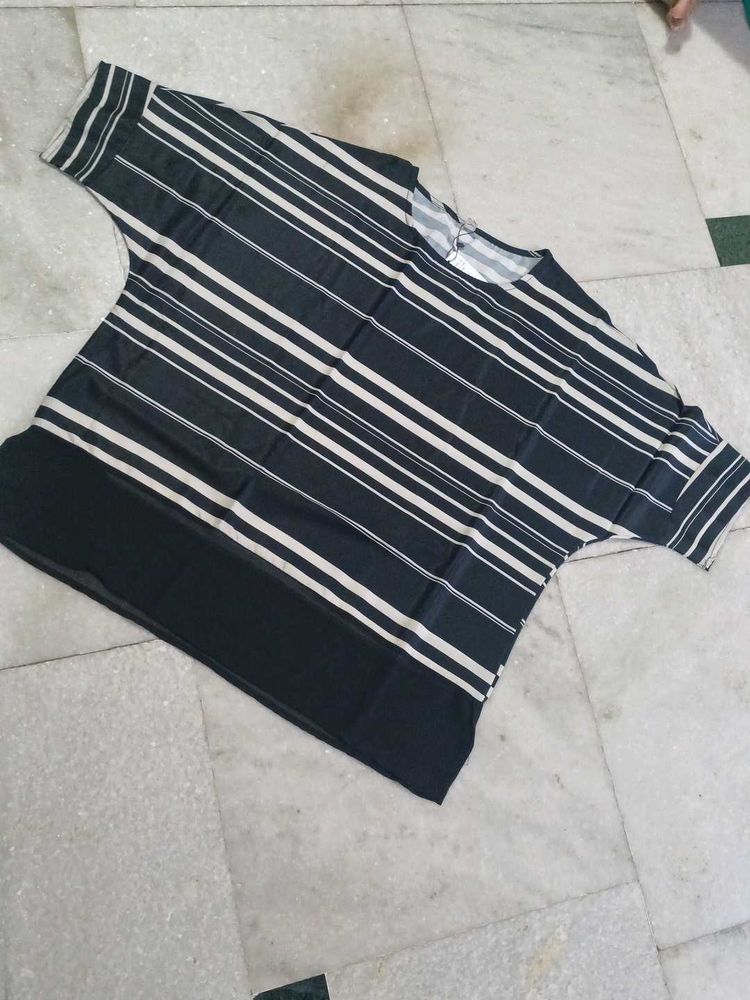 7XL Size Striped Dolman Sleeve Top