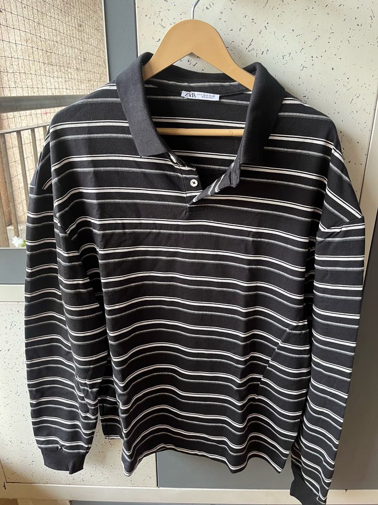 Zara Striped Long Sleeve Polo