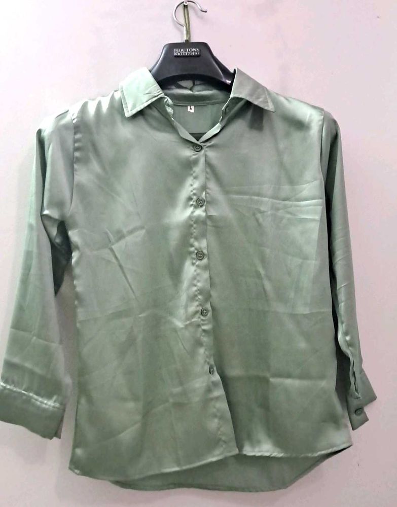 Dark Green Classic Satin Shirt