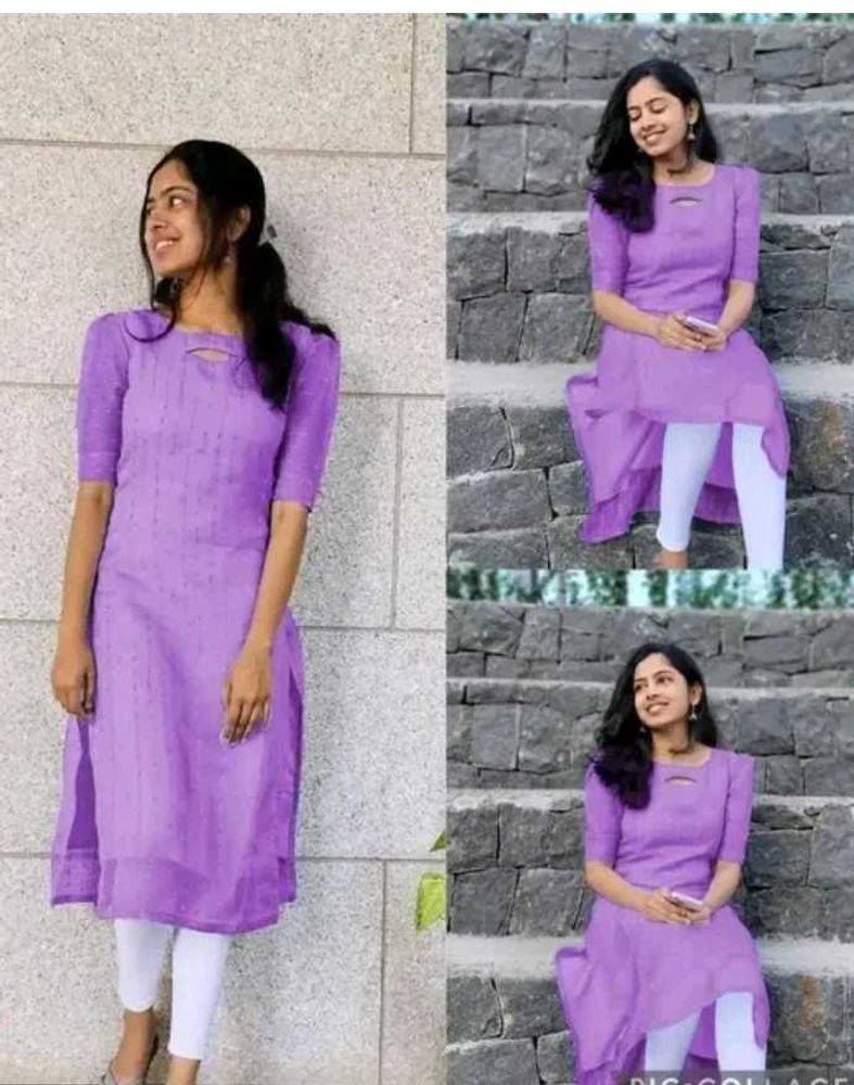 Purple Kurti with Unique Neckline