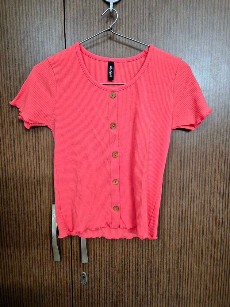 Coral Ribbed Top | 38