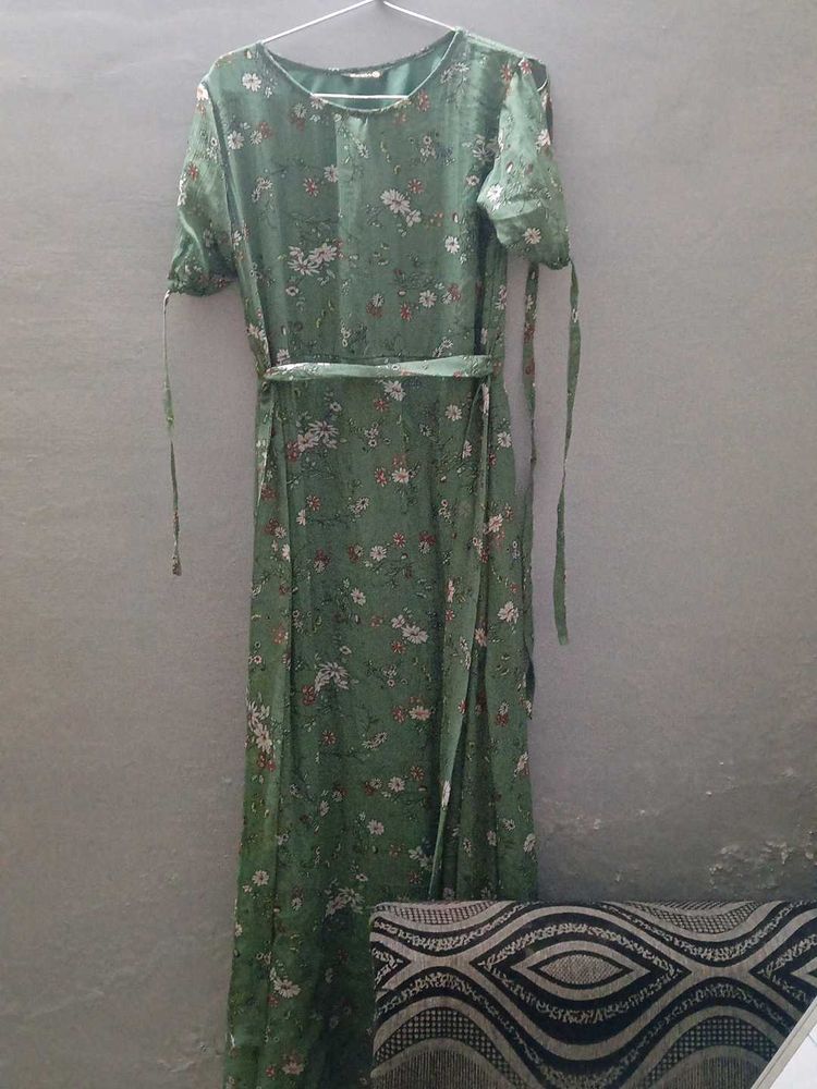 Green Floral Print Dress