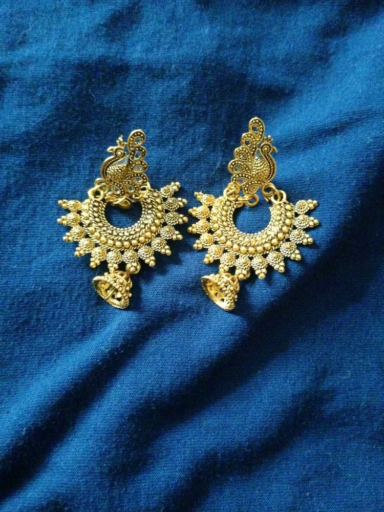 Golden Peacock Earrings