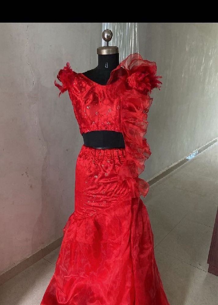 Elegant Red Embellished Lehenga Choli