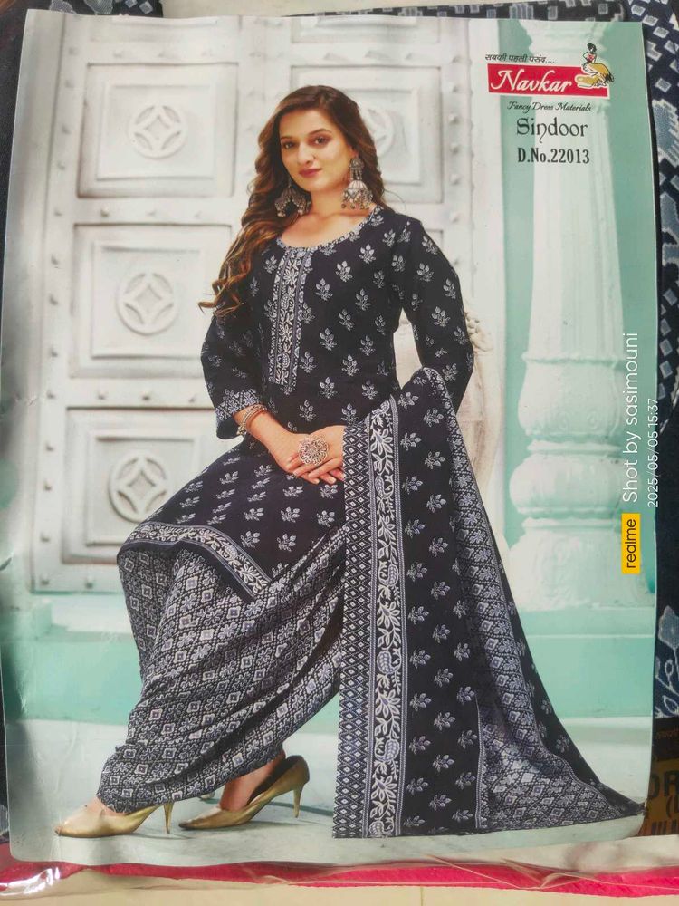 Black Colour Kurthi Set Cotton Mixed