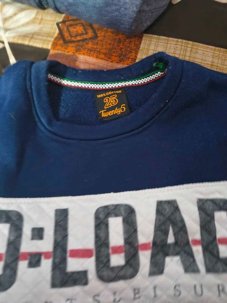 Blue Printed Sweatshirt used  miltiple Time