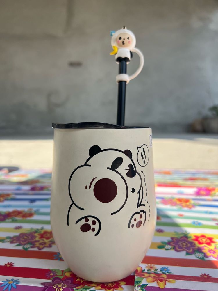 Cute Panda Tumbler with Straw