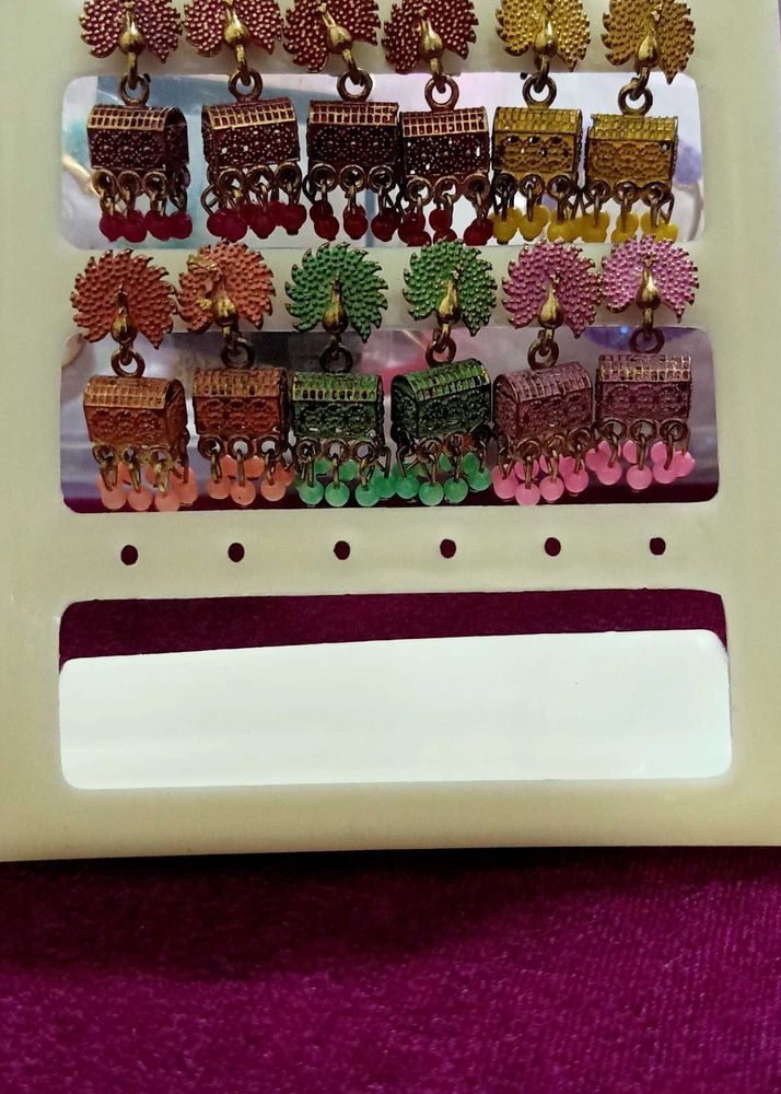 pair of 8 Assorted Peacock Design Earrings