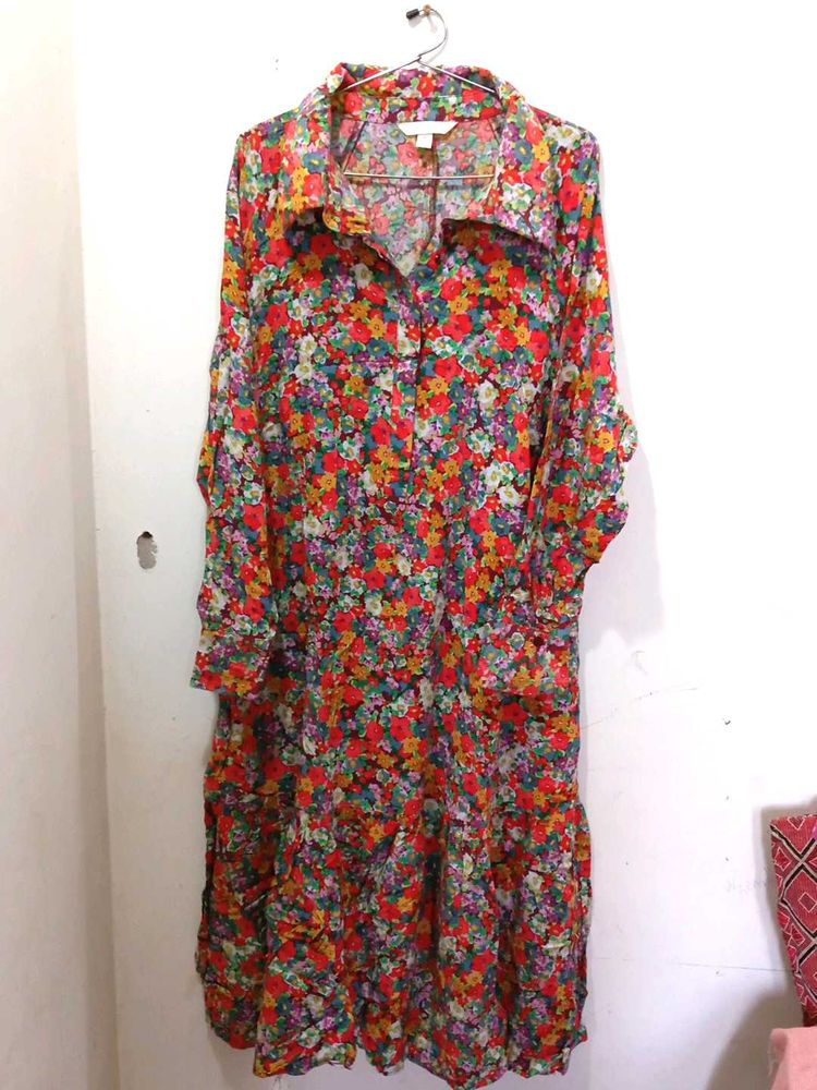 H&amp;M Floral Shirt Dress