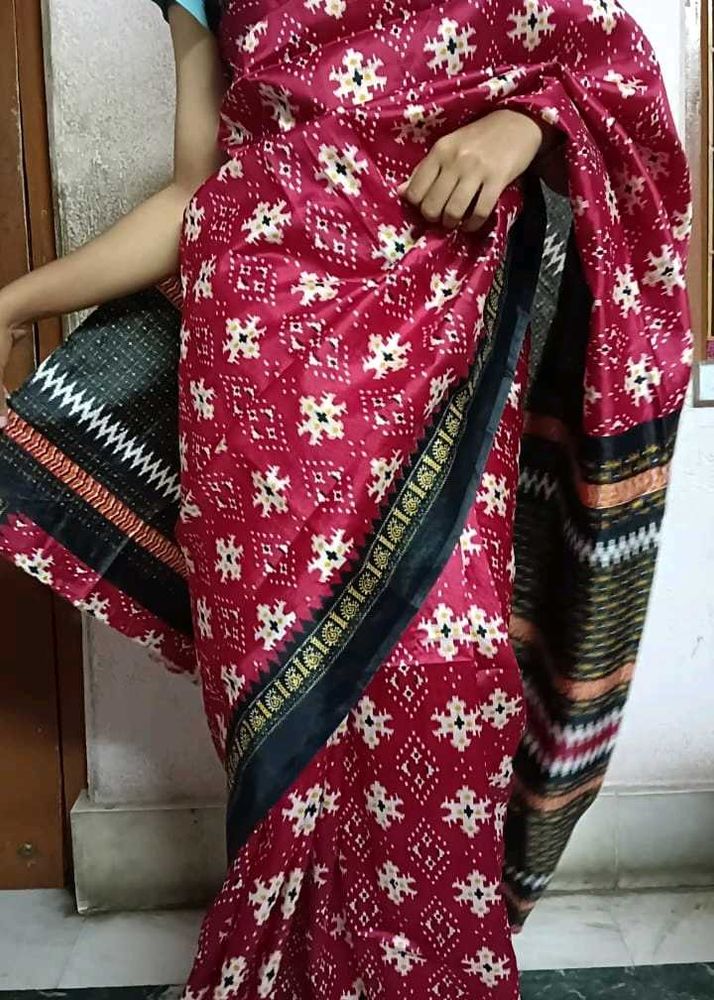 Elegant Red Printed Saree