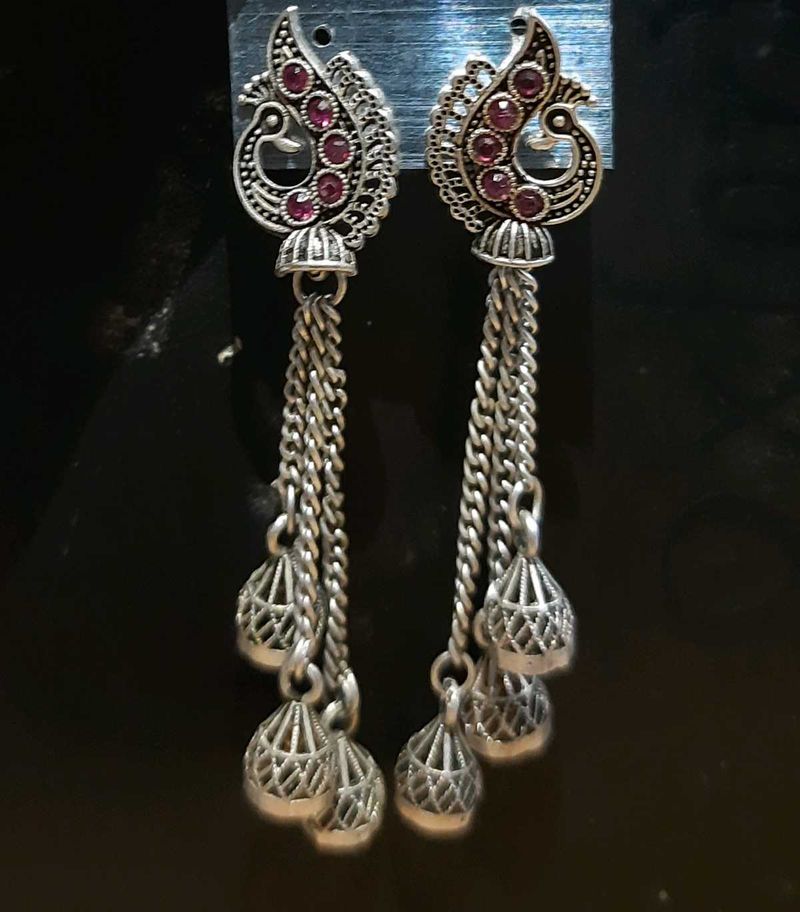 Oxidised Silver Jhumkas