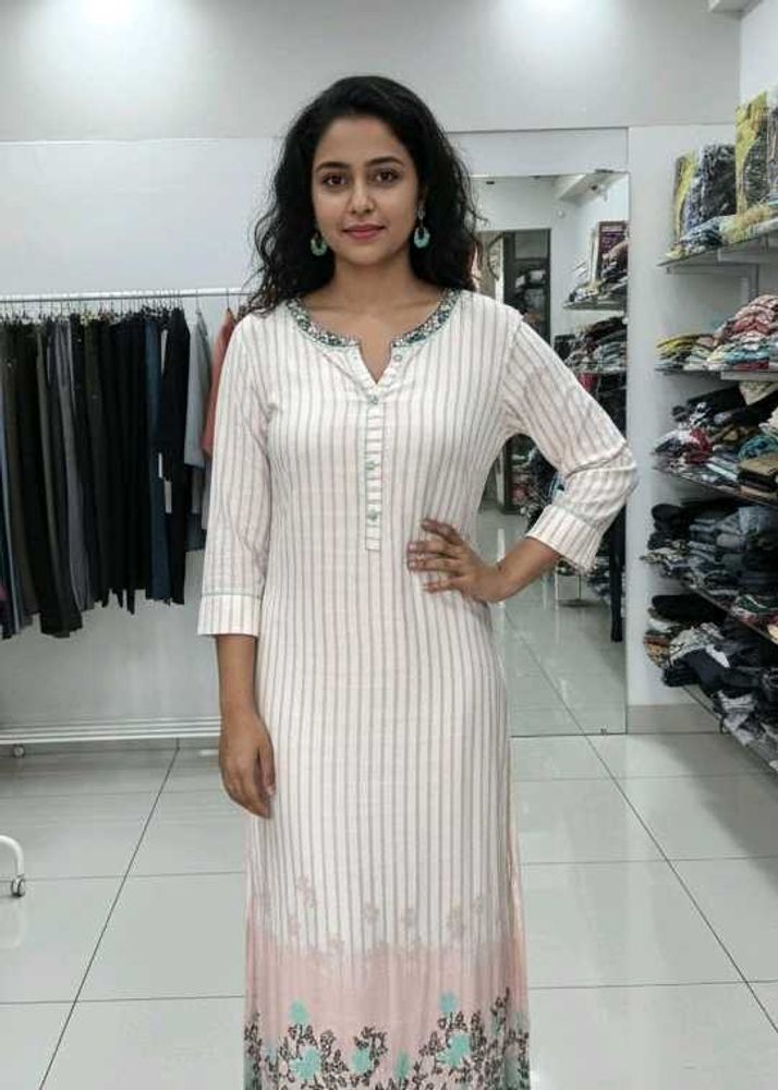 Striped White Kurta