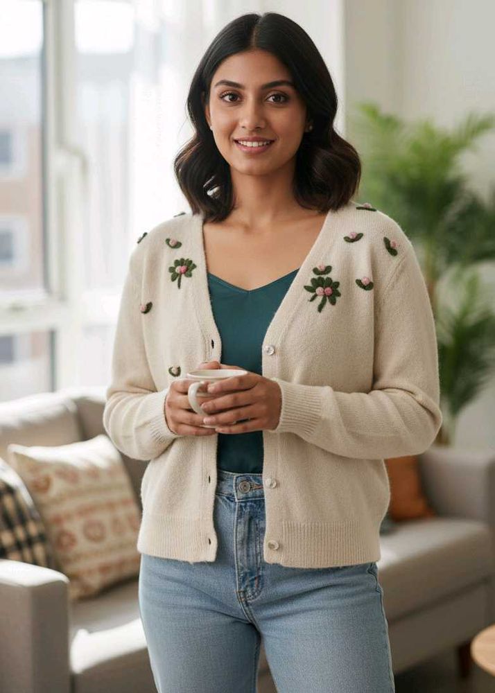 New Floral Embroidered Cardigan