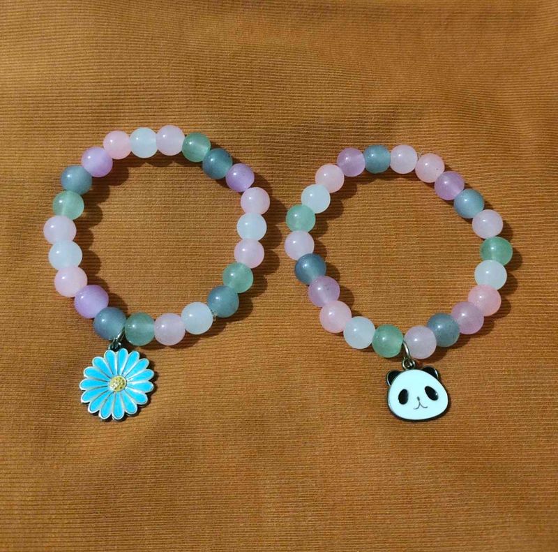 2 Cute Beaded Charm Bracelets