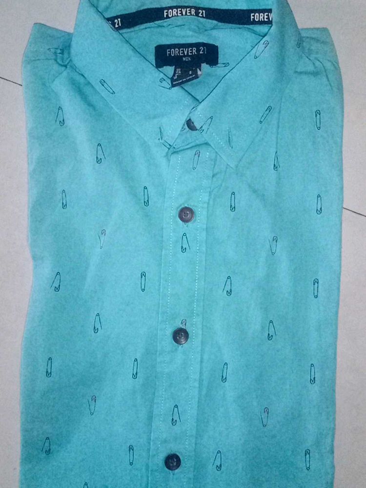 Forever 21 Blue Safety Pin Print Shirt - Men&#39;s