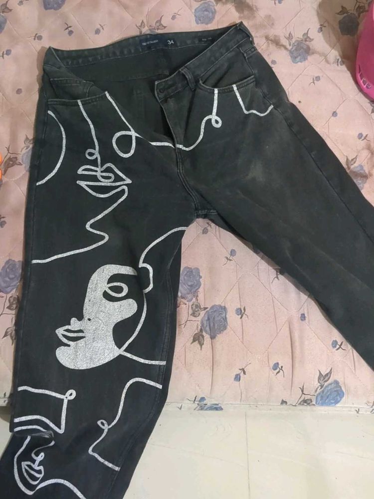 Black Jeans With Cool Art