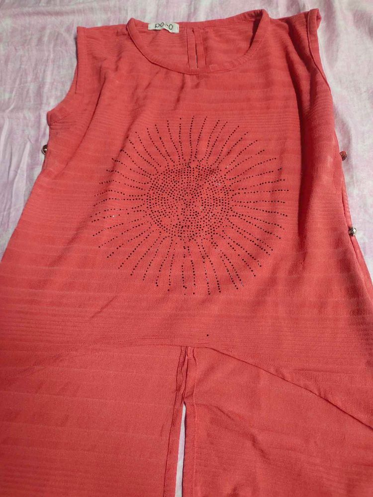 Pink Top With Black And White Inner