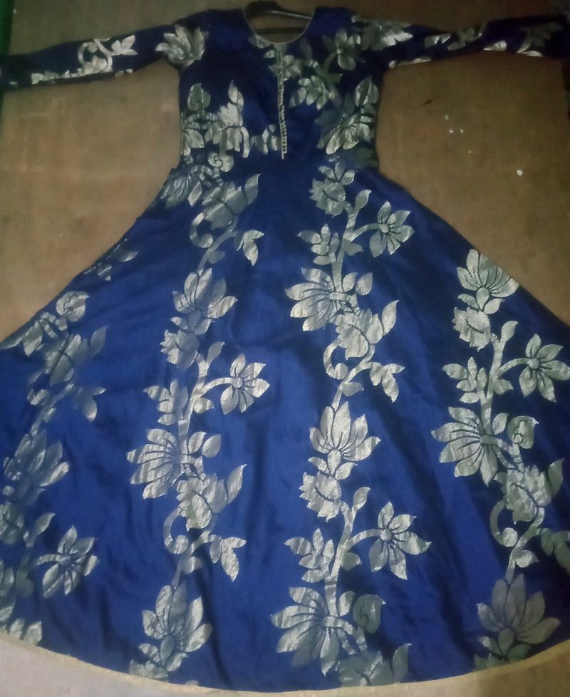 Royal Blue Embroided Golden Gown