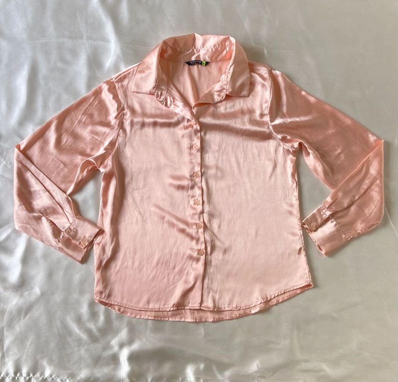 Tokyo Talkies Peach Satin Shirt
