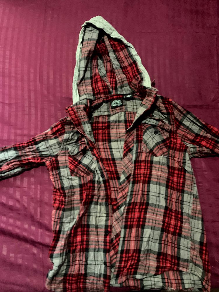 Flannel Shirt With Hoodie