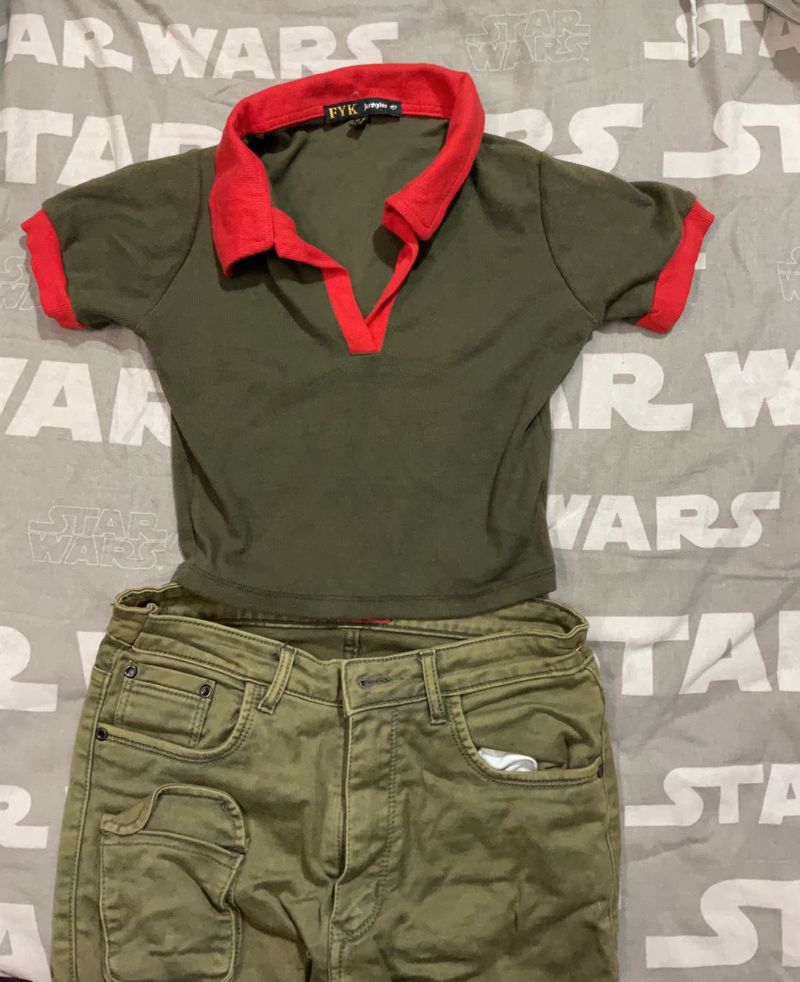 Green &amp; Red Crop Top