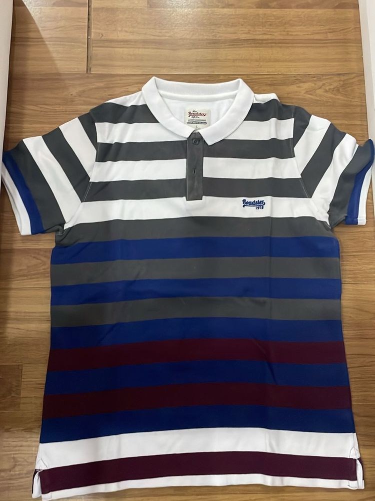 Roadster Multi Colour Striped T-Shirt