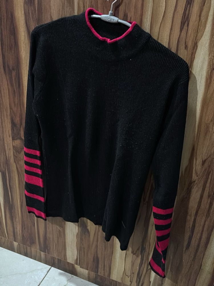 Striped Sleeve Knit Sweater