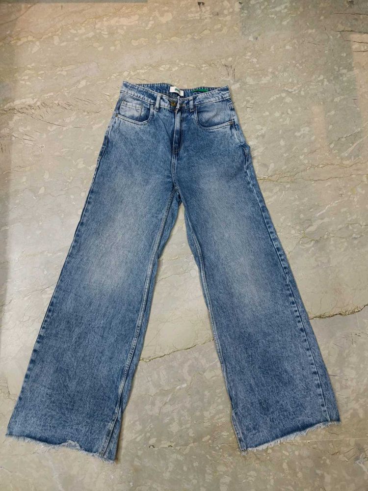 blue baggy denim jeans