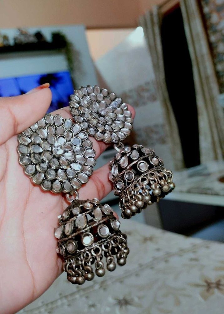 Oxidized Jhumka Earrings