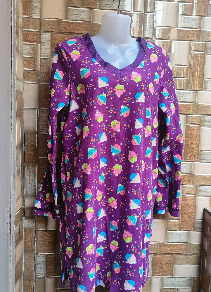 Purple Cupcake Print Long Sweater