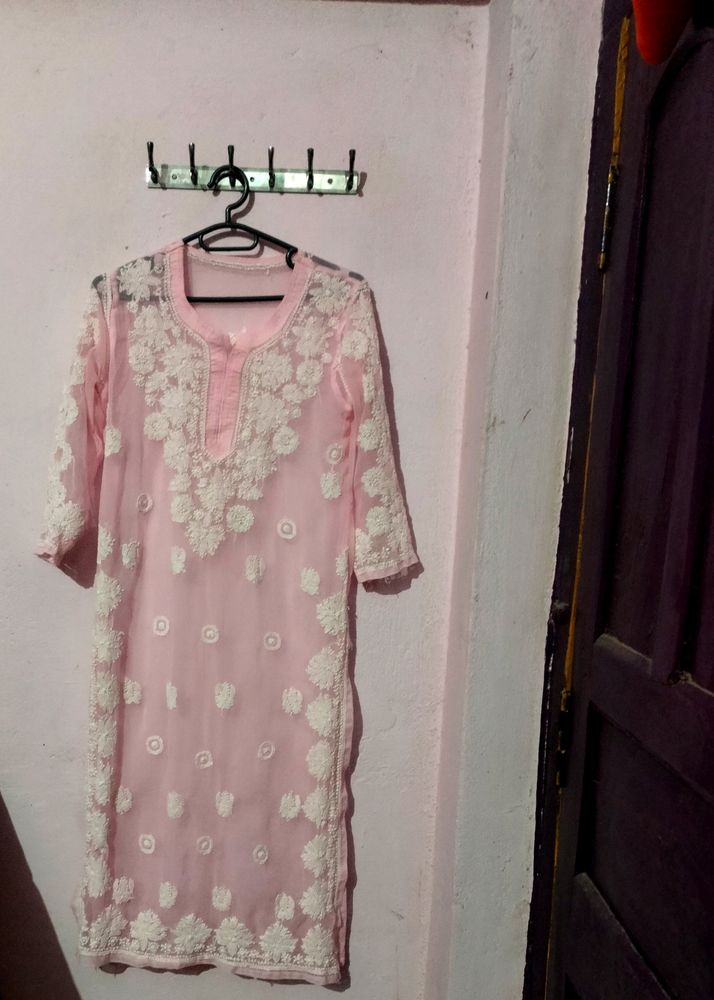 Pink Floral Embroidered Tunic