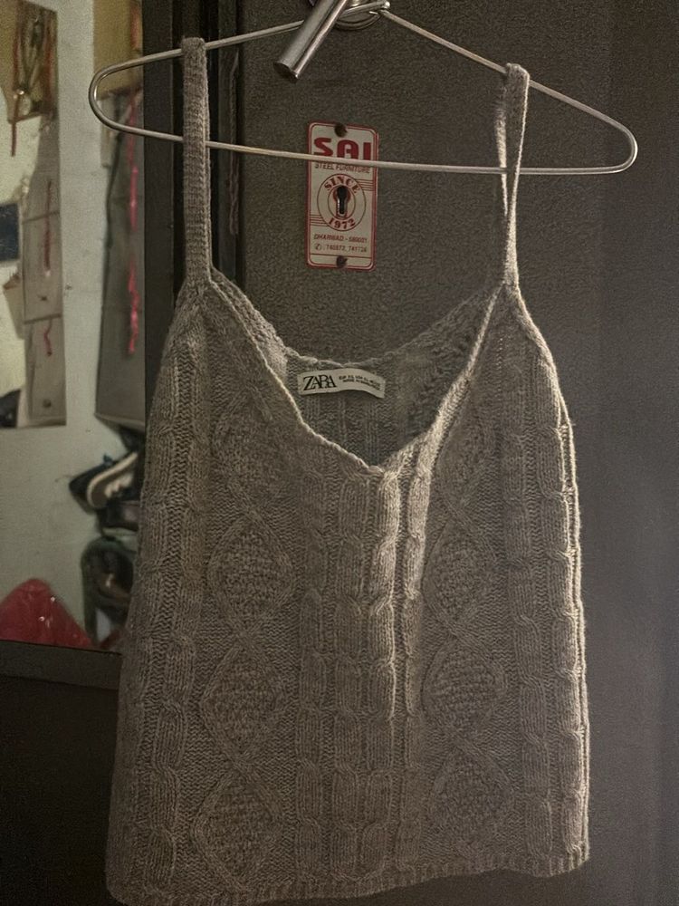Zara Grey Wool Top