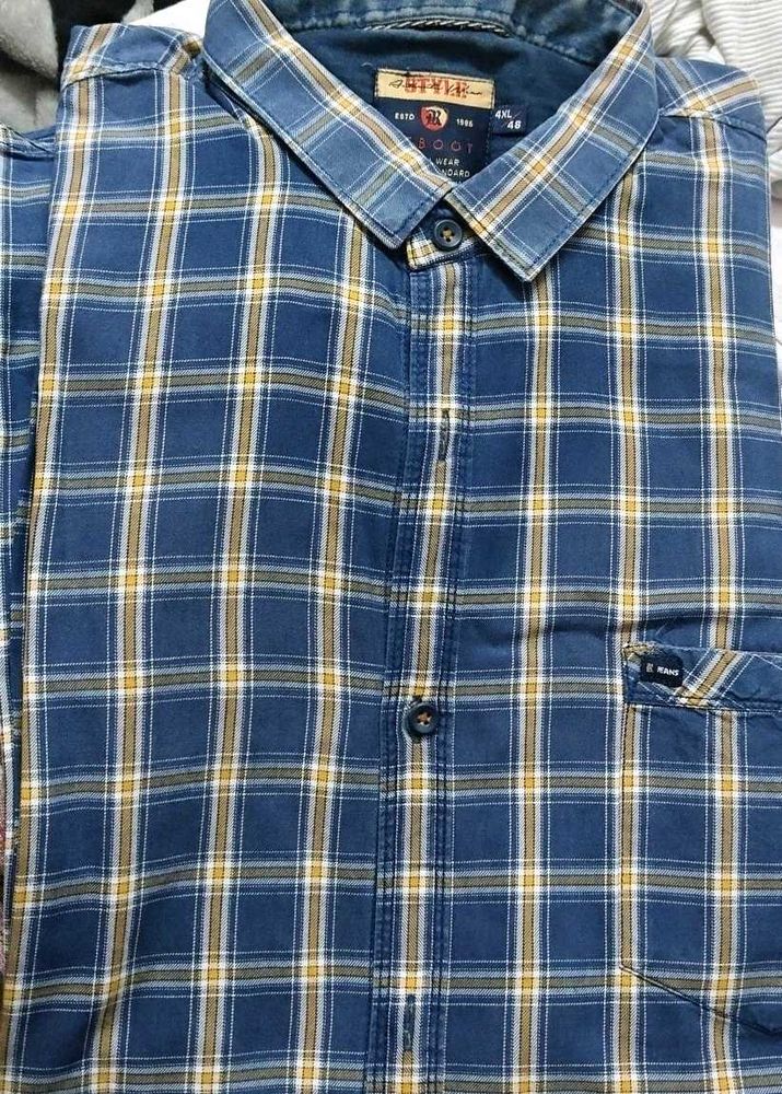 Blue Plaid Button-Down Shirt