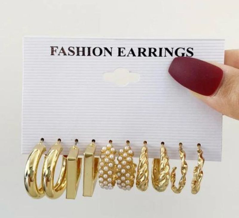 Gold Earring Set - 6 Pairs