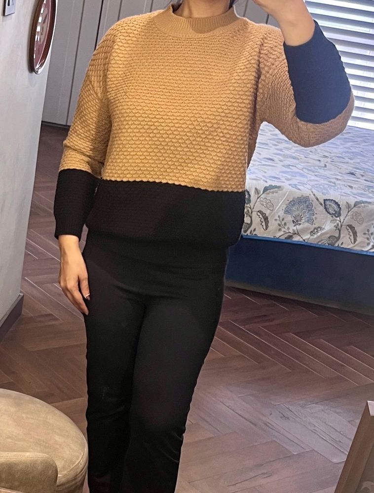 Mango Two-Tone Knit Sweater