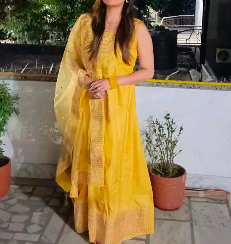 Yellow And Golden Festive Suit Set