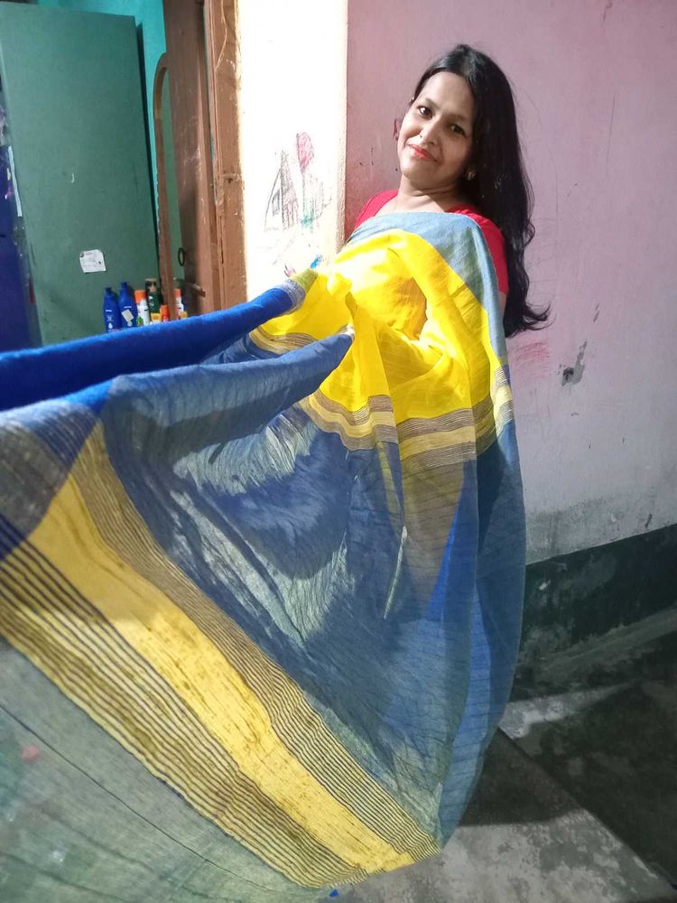Blue &amp; Yellow Saree