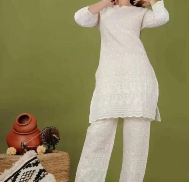 White Embroidered Kurta Set