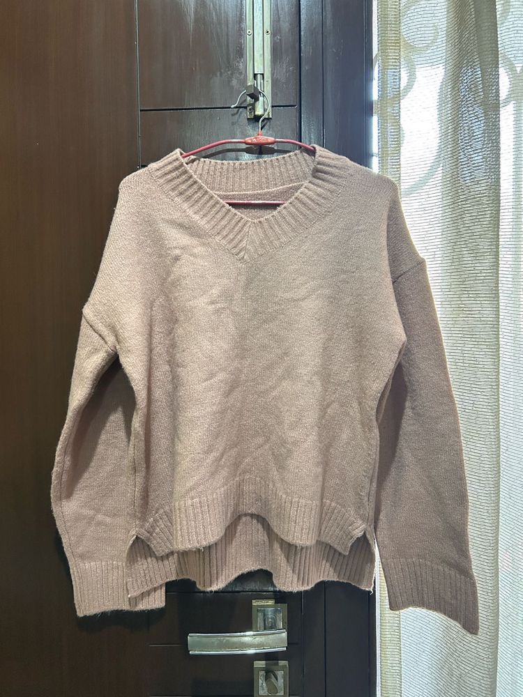 Cozy mauve pink V-Neck Sweater